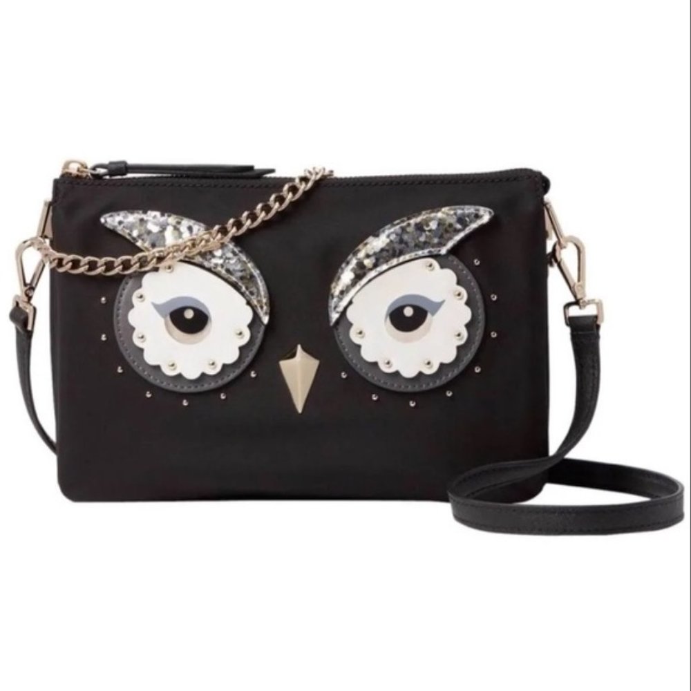 NWOT Kate Spade Black Owl Madelyne Crossbody Bag